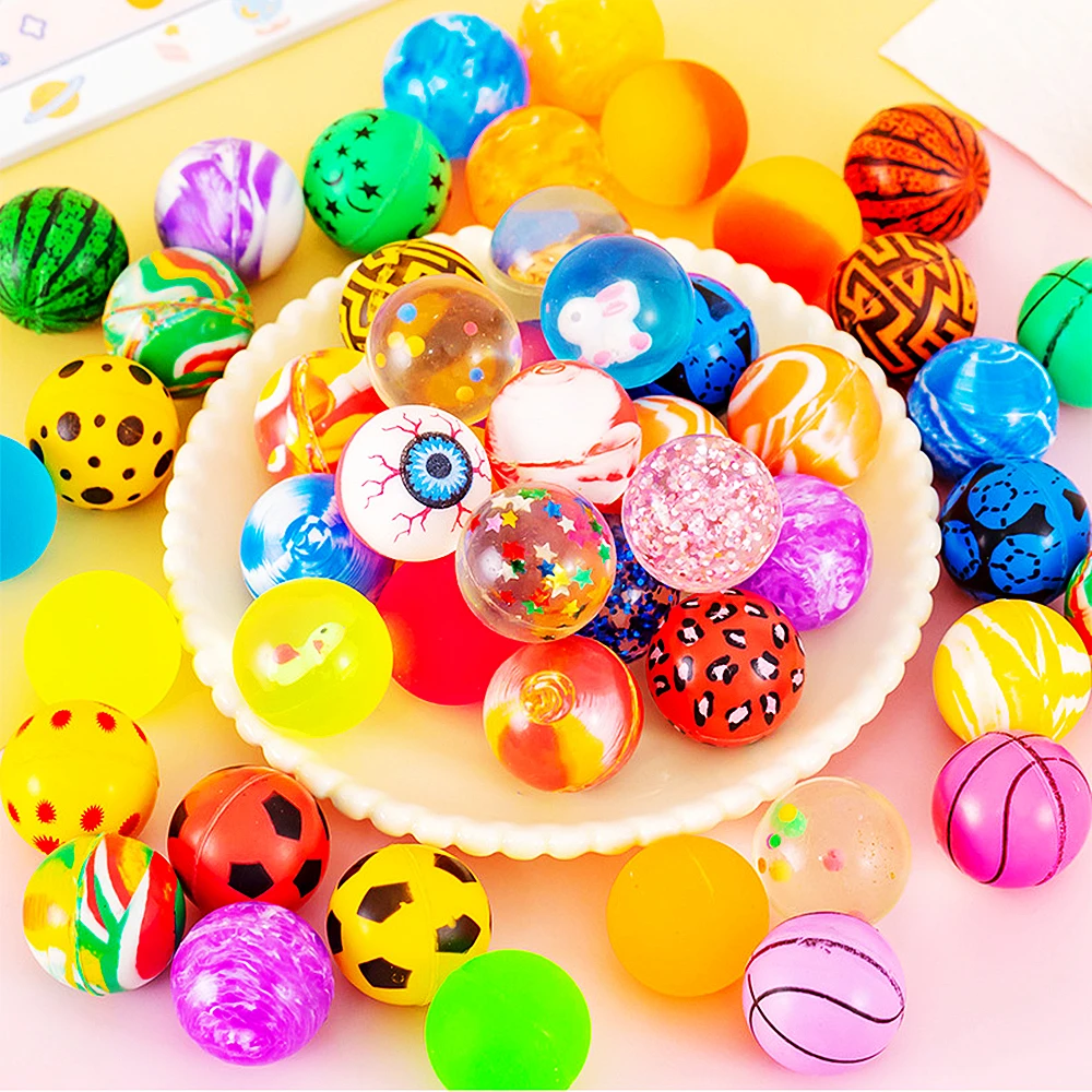 30 Pcs 32MM Soft Plastic Colorful Bouncy Ball Outdoor Toys Kids Birthday Baby Shower Party Favor Souvenir Pinata Christmas Gifts