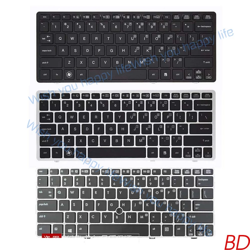 L... Teclado inglés para ordenador portátil, teclado en inglés para HP Elitebook 2560 2560P 2570 2570P