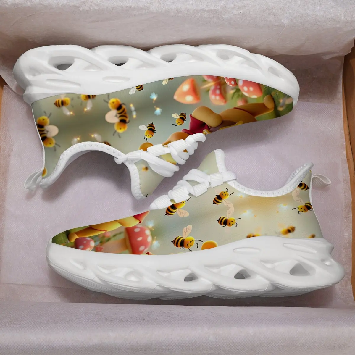 

MINISO повседневные кроссовки с принтом винни-пуха и пчел, детская нескользящая легкая спортивная обувь для мальчиков и девочек, детские дышащие кроссовки
