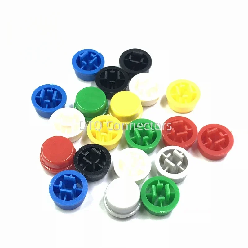 50pcs A24 Tactile Push Button Switch Cap Adapted To 12*12*7.3 mm Micro Tact Switches 8 Colors Silver Red Black Blue Green Gray