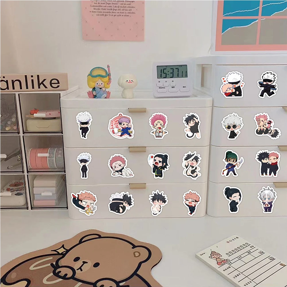 10/30/60pcs Cute Anime Jujutsu Kaisen Stickers Cartoon Decals for Kids Toys Laptop Motorcycle Notebook Phone Waterproof Sticker