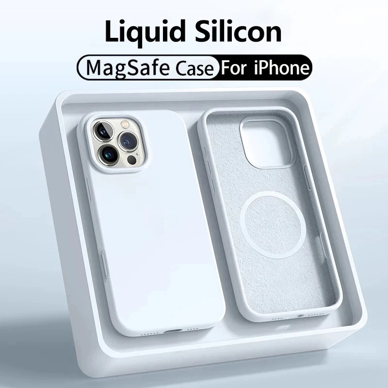 Silicone líquido para magsafe capinha de telefone para iphone 17 16 14 15 plus 12 13 pro max ar magnético capa de carregamento sem fio capa macia
