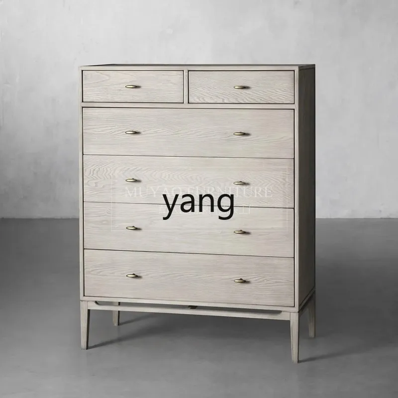 LHH  Retro Solid Wood Black Six-Seven Drawer Entryway Bedroom Storage Cabinet