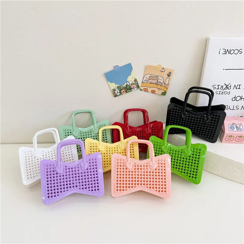 

2025 new cute children's jelly bag butterfly should crossbody bag woven hollow vacation beach bag mini coin purse