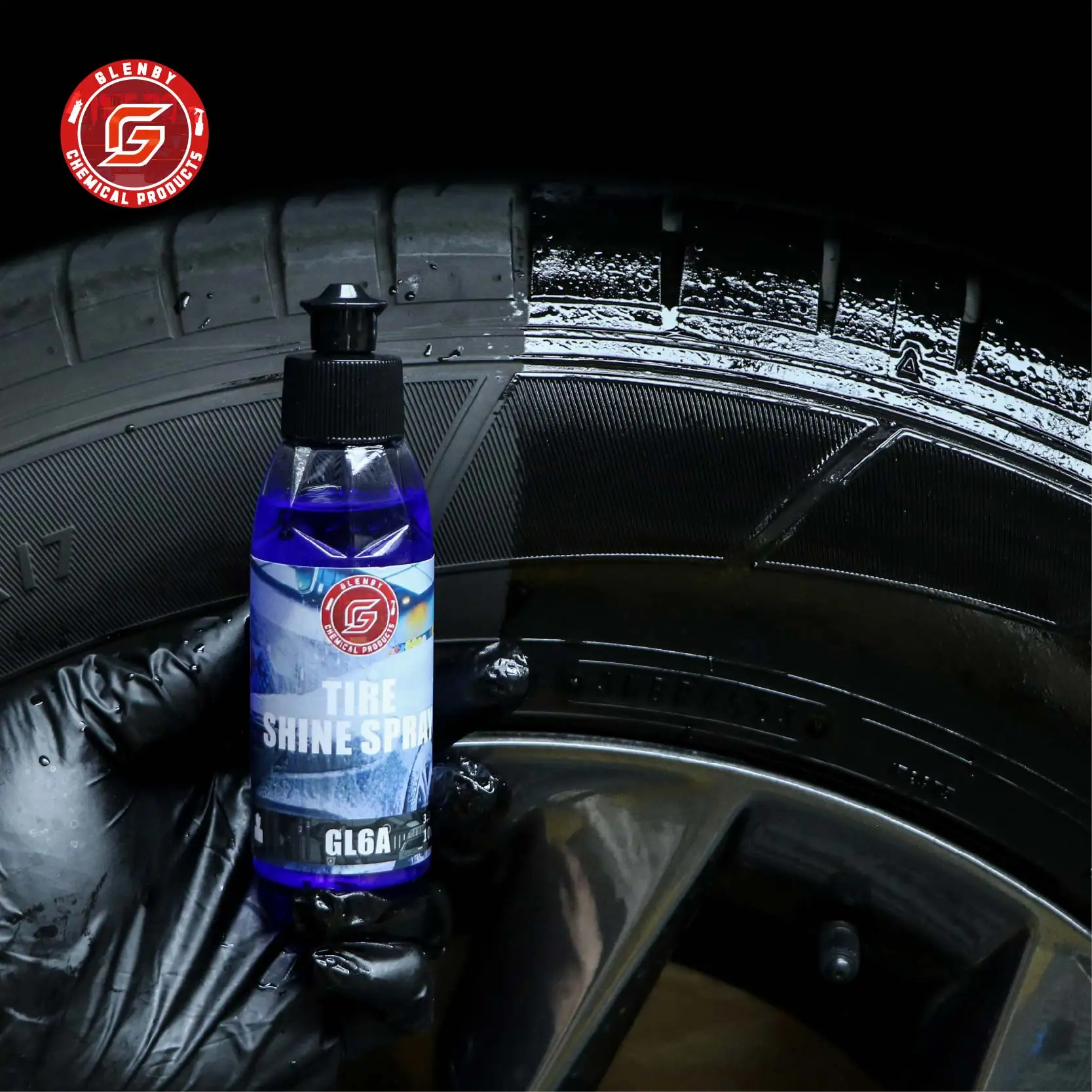 Black Wet Look Tire Shine Dressing -Automotive Clear Coat Tire Dressing for Glossy Wet Tire Look, Vinyl & Plastic, with UV