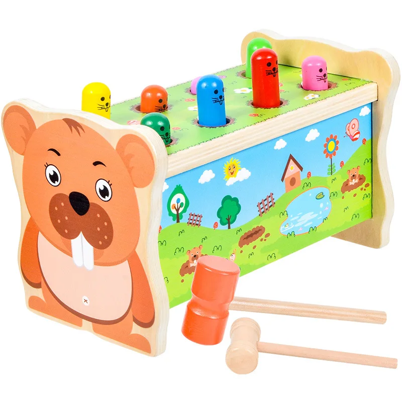 EKIND Wooden gopher toy, child development, parent-child interaction, casual knocking games