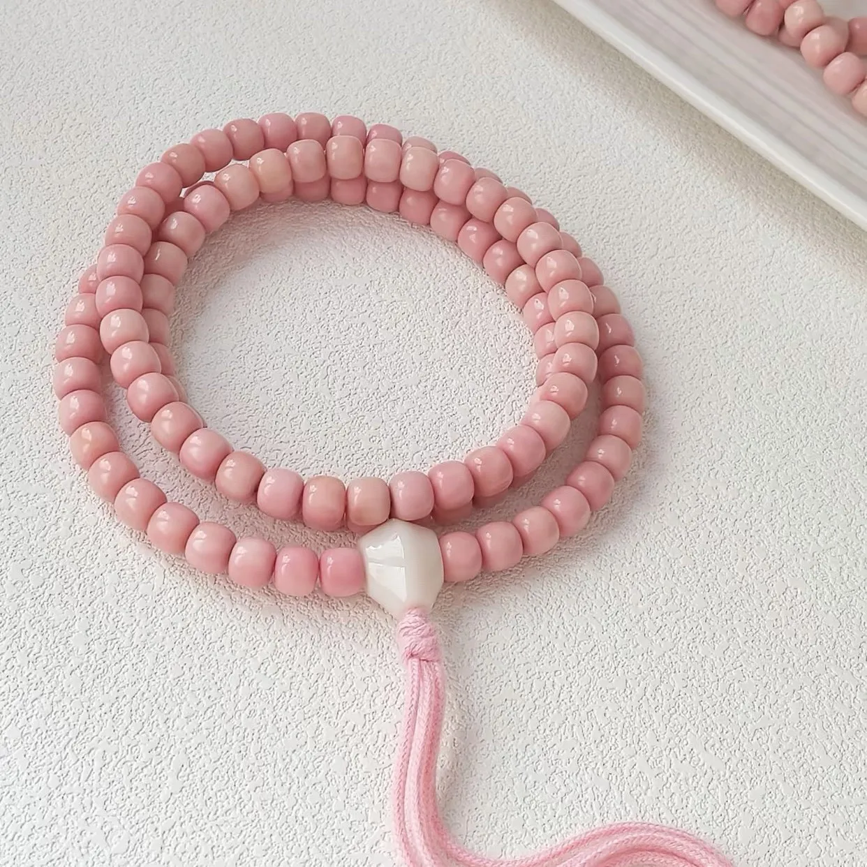 Pink Dragon Ridge Bodhi Small Peach Gourd Old Shape Beads with Three Links Bracelet Pendant for Women Gifts