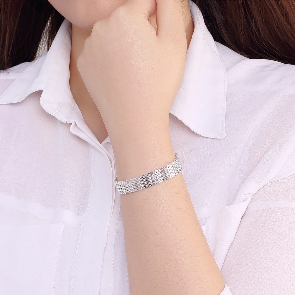 

Hot New 925 Sterling Silver Bracelets For Women Exquisite Fashion Weaving Hand Chain Wedding Party Christmas Gifts Jewelry
