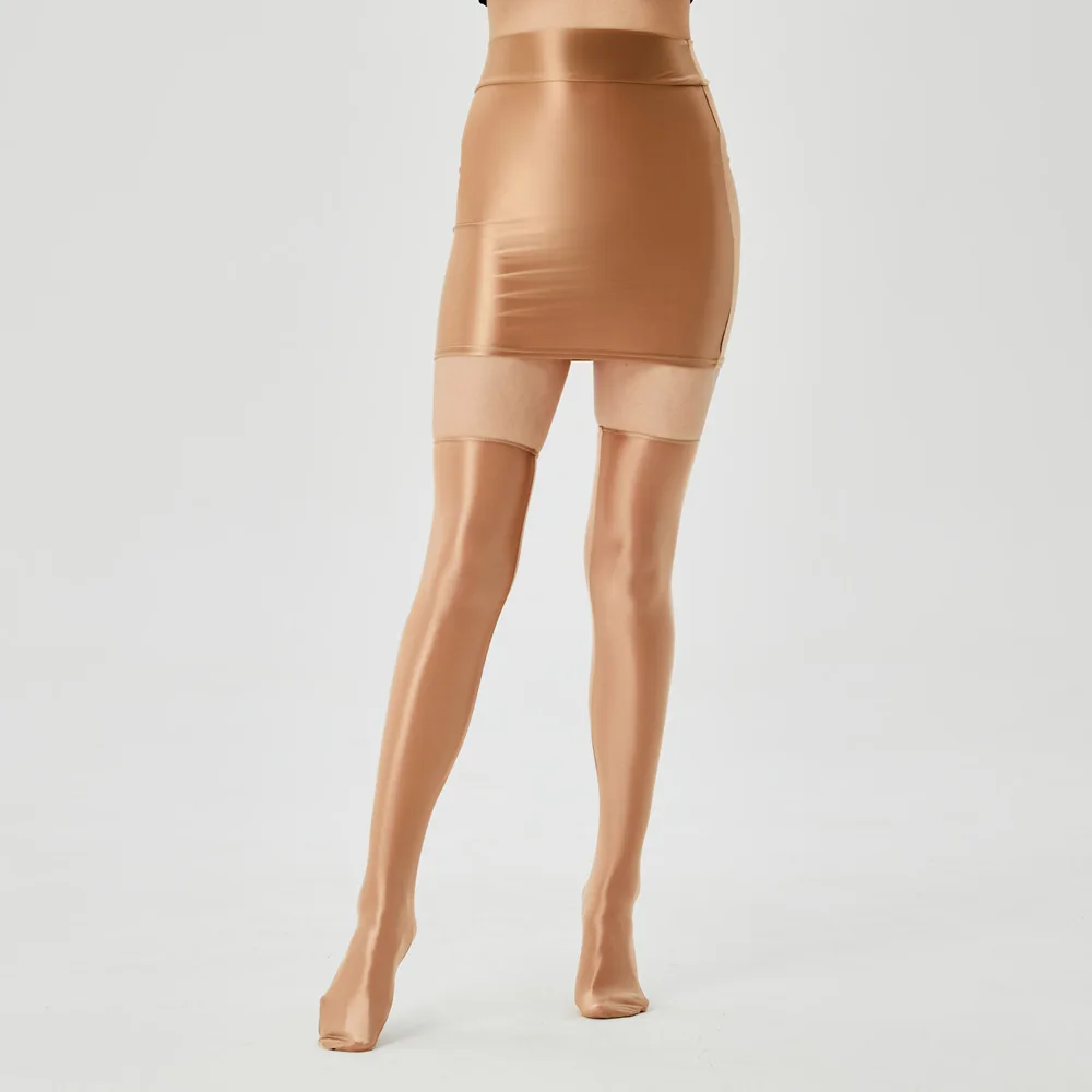 تنورة فائقة الإغلاق، تنورة مرنة حريرية غير عادية، تنورة ضيقة جذابة، تنورة زيتية لامعة للغاية