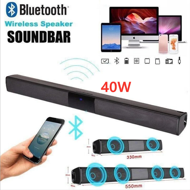 40W Bluetooth Speaker column High Power Portable Speaker TV SoundBar for Computer Music Center Boom Box with TF AUX USB radio