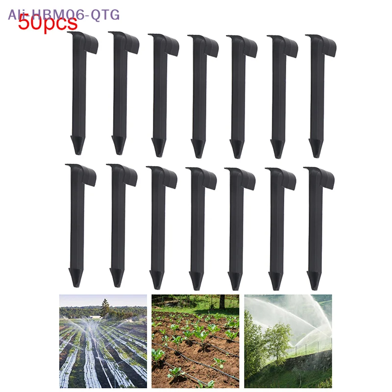 [New] 50Pcs DN16 C-Type Ground Stakes Garden Lawn Mower Peg For PE Pipe Drip Irrigation Hose Tube Holder Ground Stakes