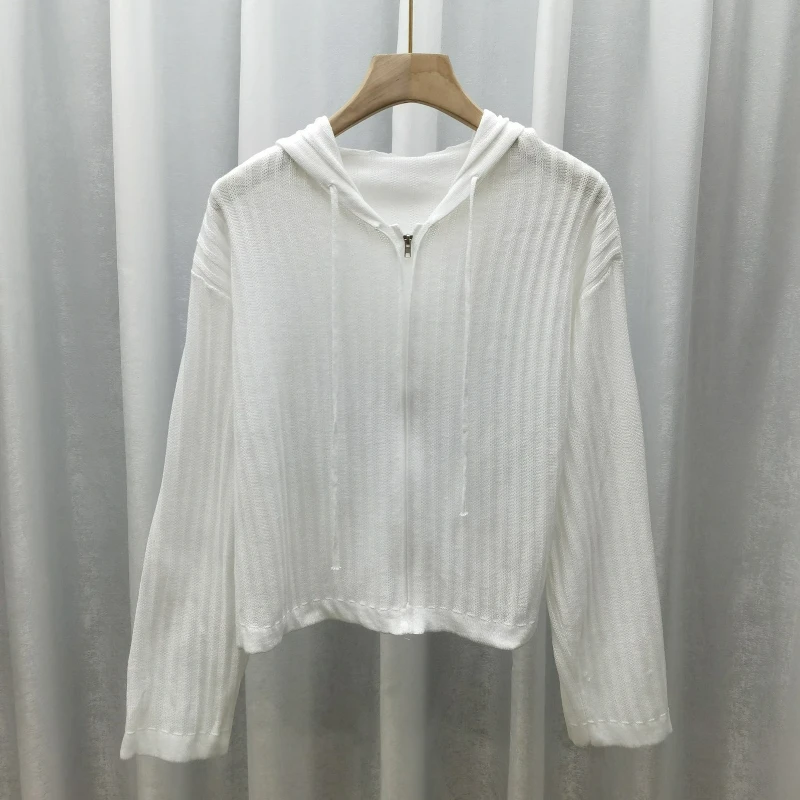 

Новый камвольный универсальный осенний женский кардиган на молнии с круглым вырезом и капюшоном, однотонный модный высококачественный корейский трикотаж B191