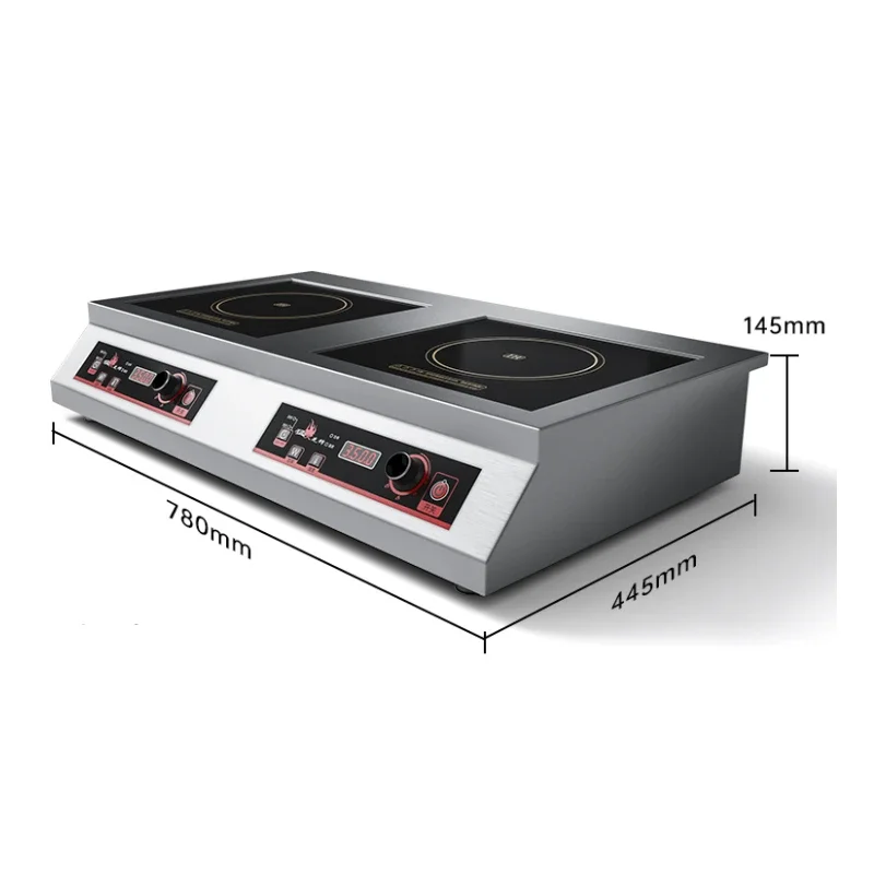 Fogão de indução Cooktop de indução de cabeça dupla plano côncavo de alta potência comercial fogão cerâmico elétrico 3500W