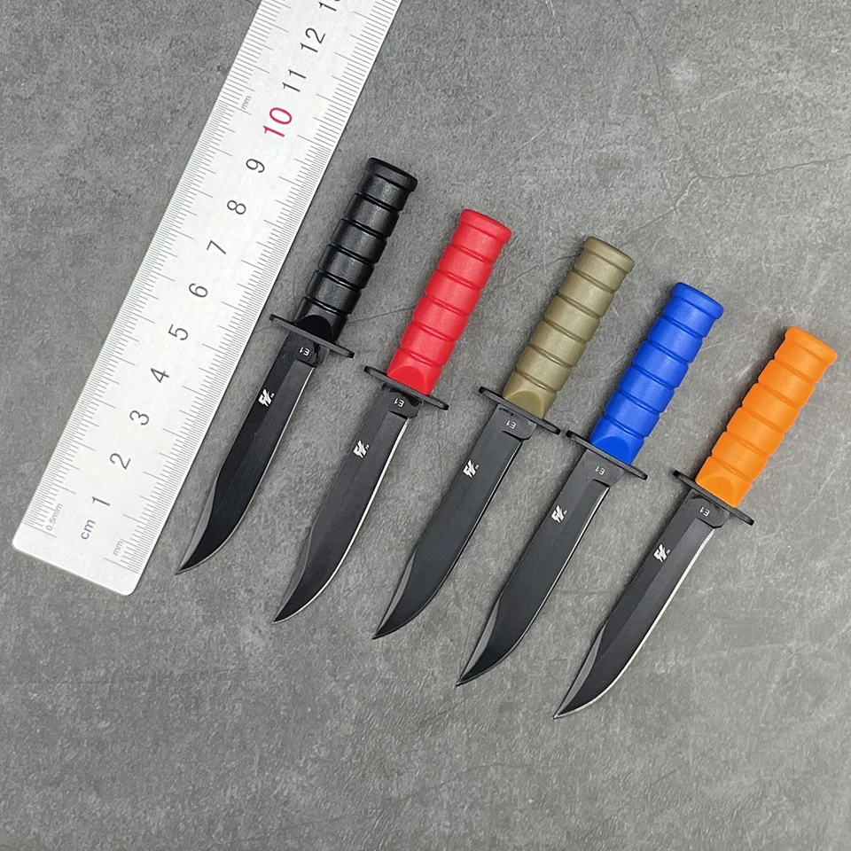 FY Mini Keychain Pocket Knife Stainless Steel Camping Small Mini Portable Knife Peeler Fixed Blade Multi EDC Tool Full Tang Belt