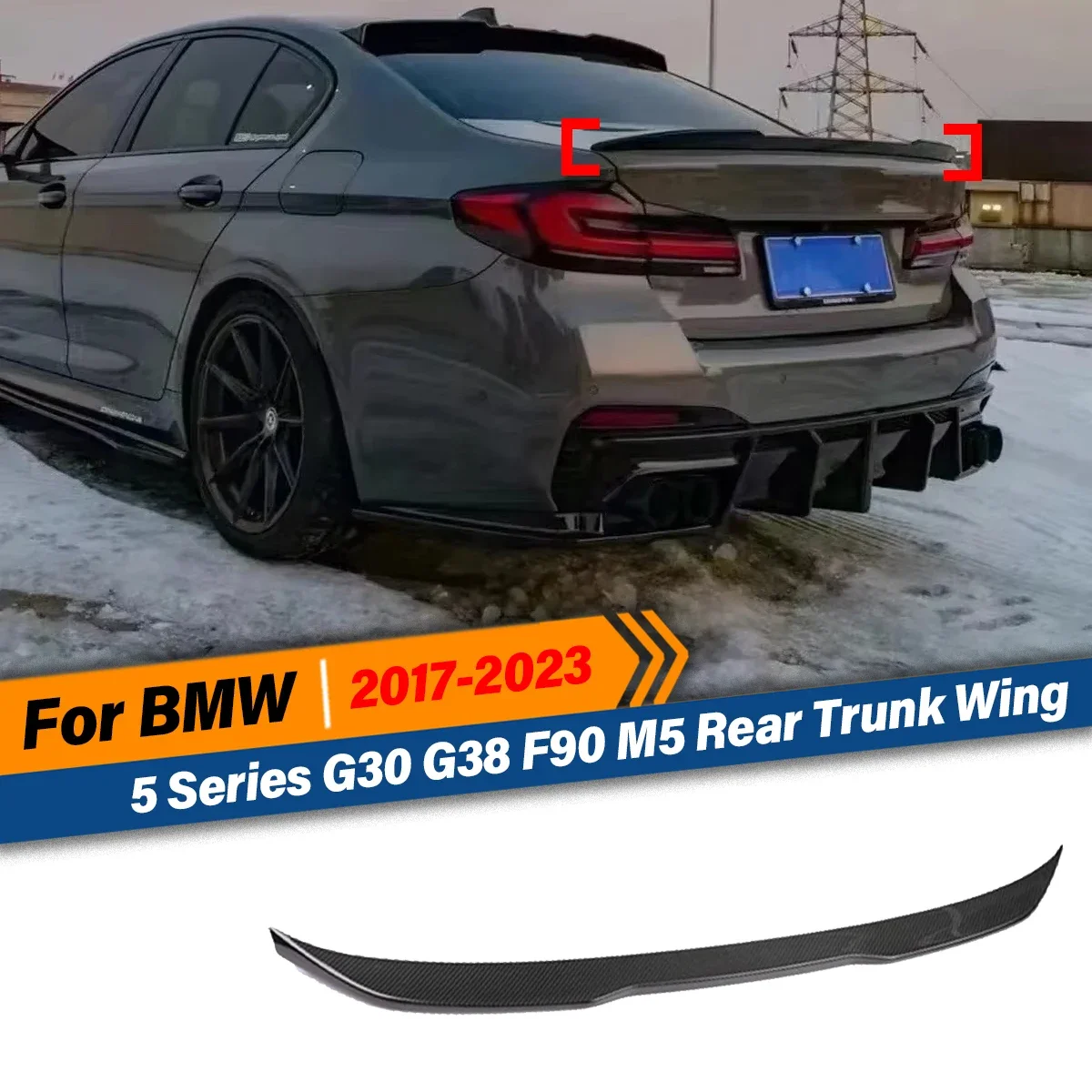 

For BMW G30 G38 F90 M5 M5+ 2017 2018 2019 2020 2021 2022 2023 MP Style Rear Trunk Wing Spoiler Rear Roof Car Accessories BodyKit