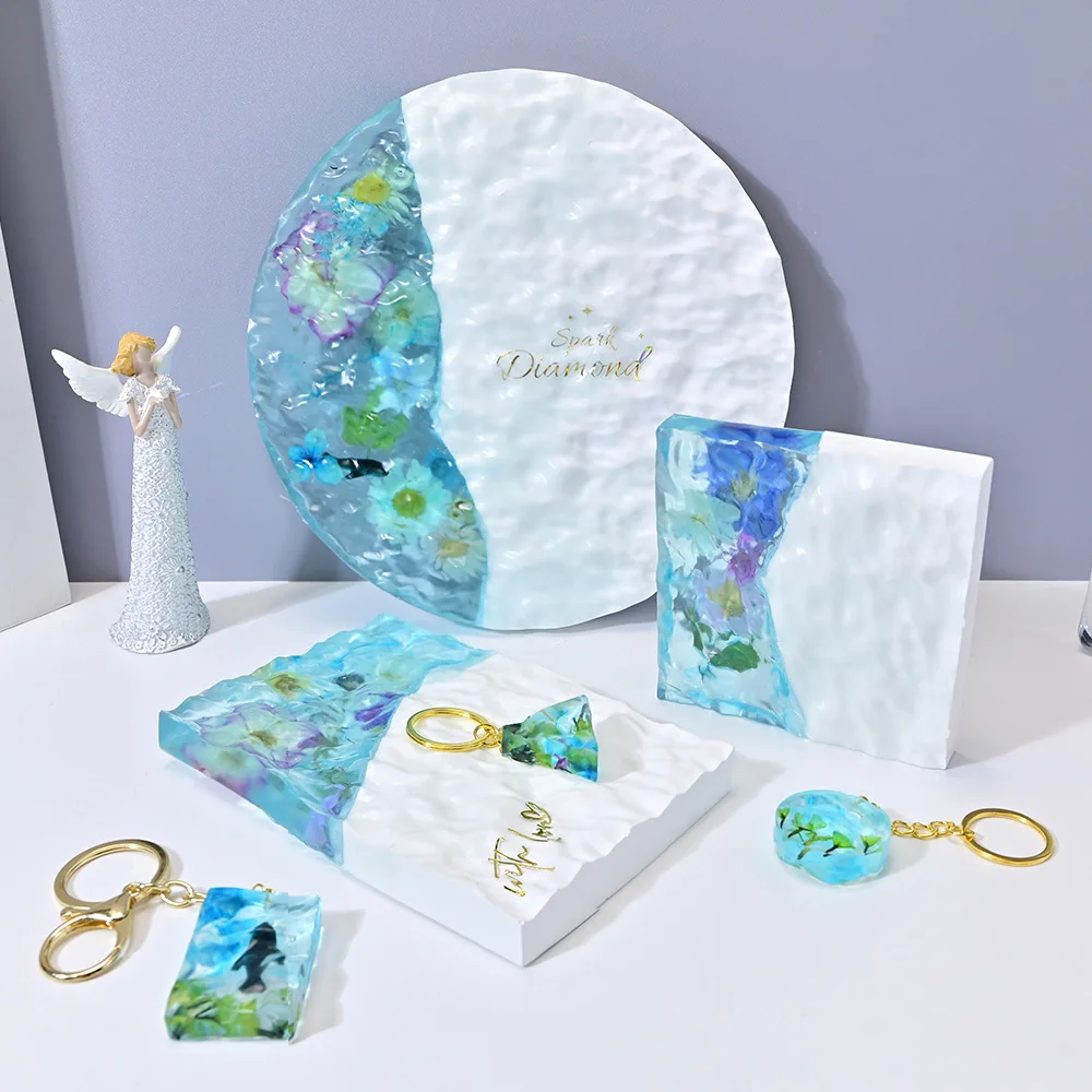 Mould Crystal Resin Round Patterned Geometric Display Stand Silicone Mold DIY Water Ripple Jewelry Display Stand Plaster Molds