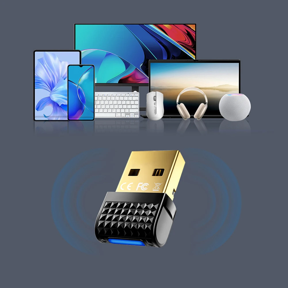 

USB Bluetooth Adapter Dual-Mode Dual-Channel Bluetooth 6.0 Dongle Plug and Play Wireless Receiver Transmitter for Keyboard/Mouse