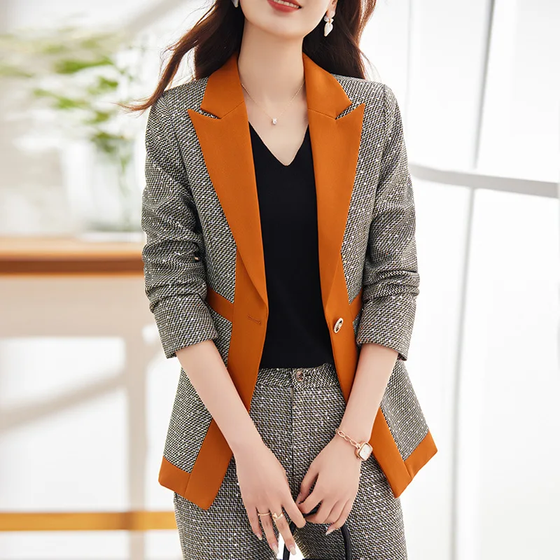 High Sense Plaid Suit Jacket Women\'s Spring and Autumn 2023 New Business Suit Formal Wear Temperament Goddess Style Suit