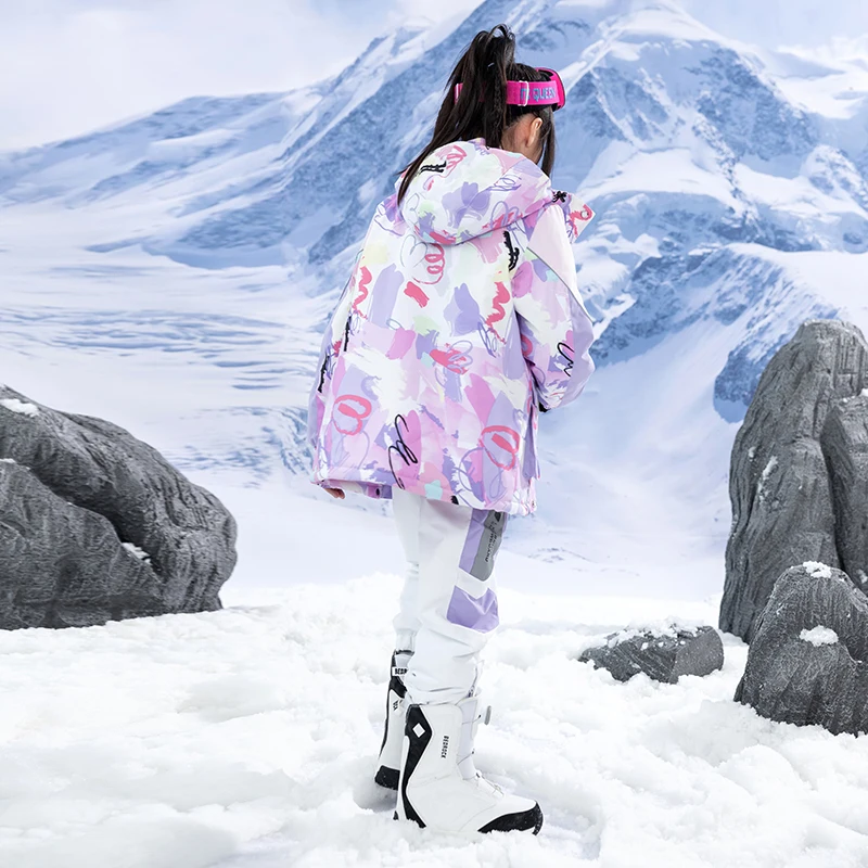 Conjuntos de trajes de nieve para niños, ropa de snowboard, trajes de deportes al aire libre, chaquetas y pantalones de esquí para niña, colorido,