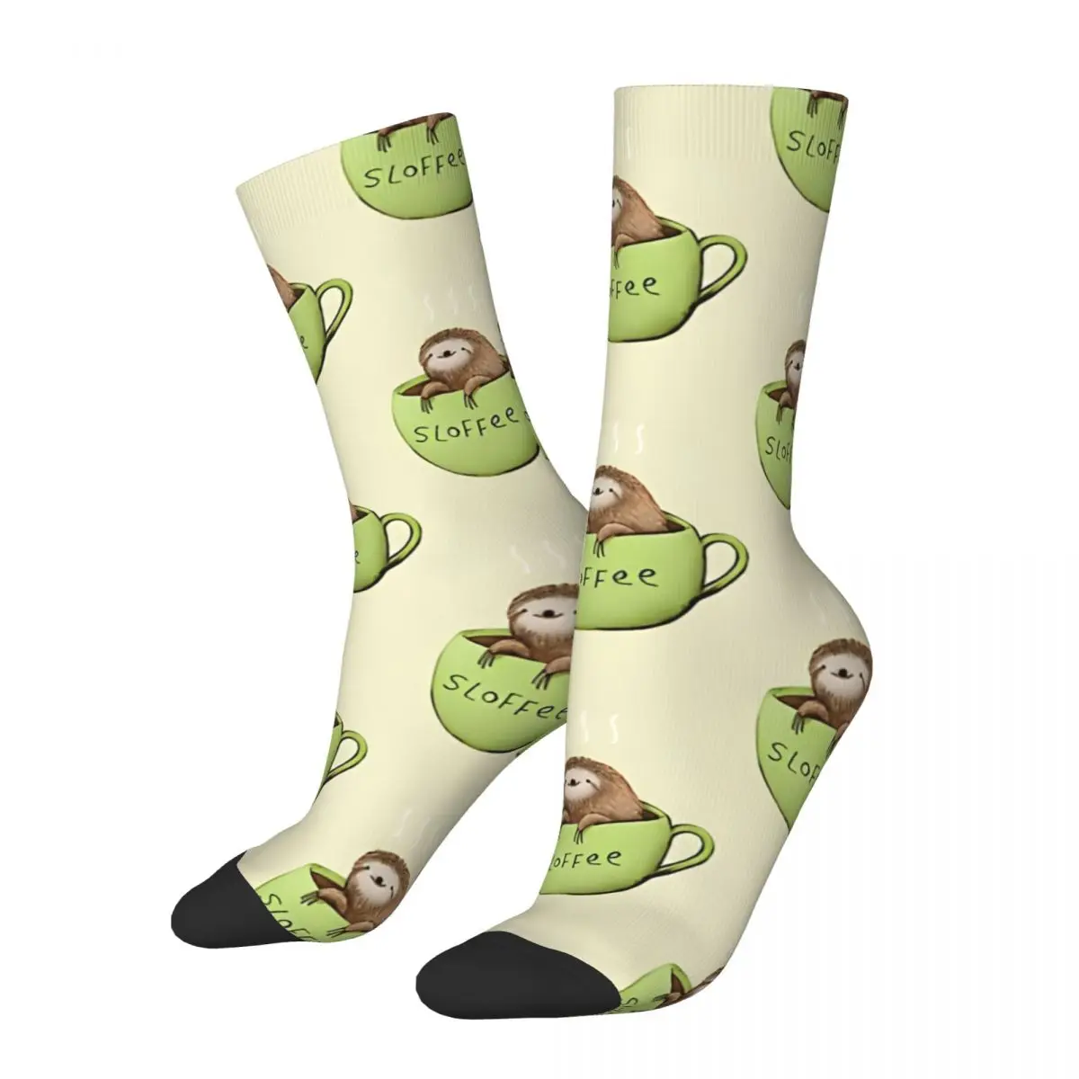 1 Pair Sloffee Sock for Men Hip Hop Harajuku Sloth Happy Quality Pattern Printed Boys Crew Sock Casual Gift