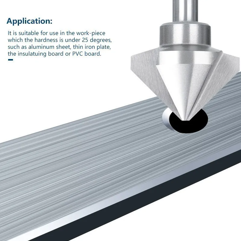 CMCP 90องศา Chamfering Cutter 4.5-50มม.Mata Bor 3ขลุ่ยเหล็กความเร็วสูงโลหะไม้เจาะรูเครื่องมือ