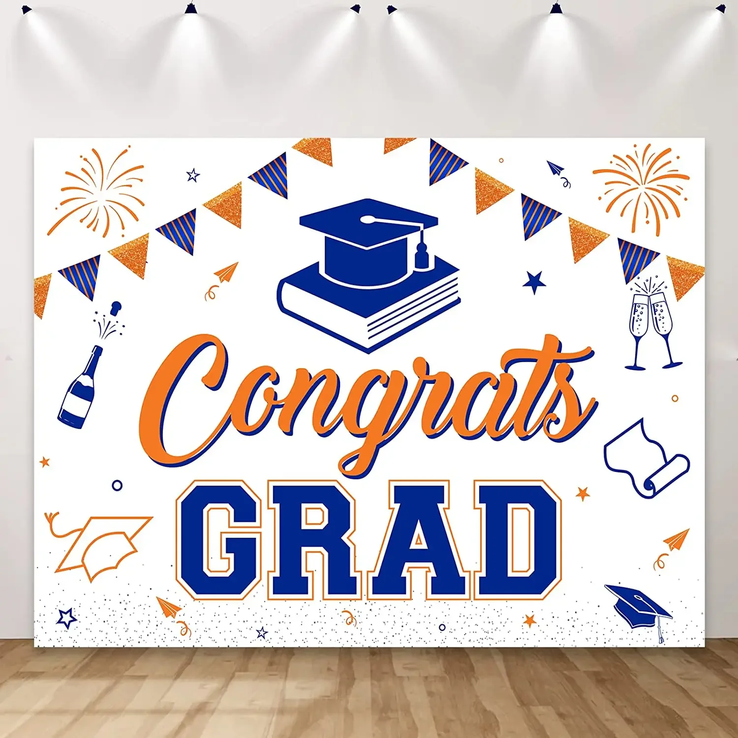 Congrats Grad Photo Backdrop, Class of 2023, Graduation, Party Decorations for College High School, Photography Supplies