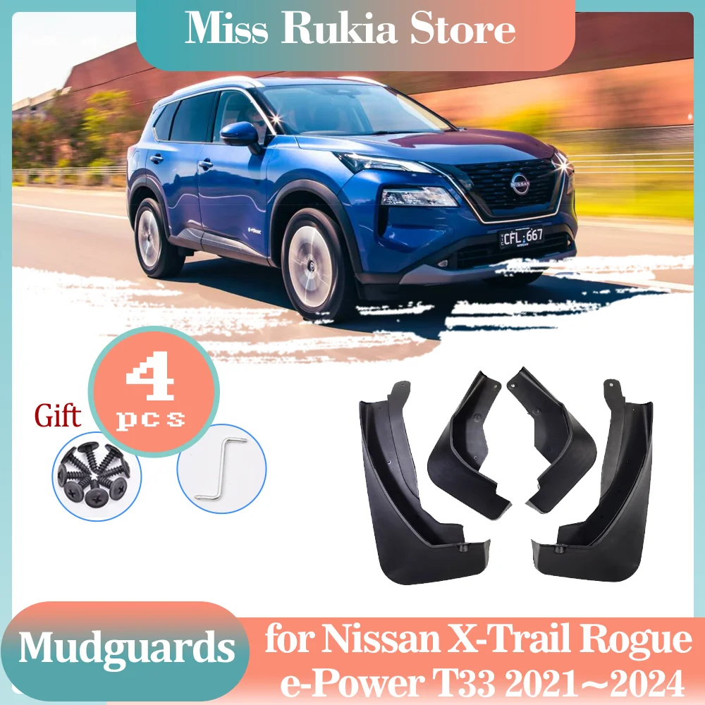 Mud Flaps for Nissan X-Trail Rogue e-Power T33 2021~2024 Mudguards Splash Guards Front Rear Fender Flare Spoiler Auto Accessorie