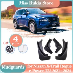 Mud Flaps for Nissan X-Trail Rogue e-Power T33 2021~2024 Mudguards Splash Guards Front Rear Fender Flare Spoiler Auto Accessorie