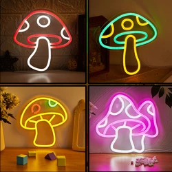 Chi-buy LED Neon Mushroom USB Powered Neon Signs Night Light 3D Wall Art & Game Room Bedroom Living Room Decor Lamp Signs