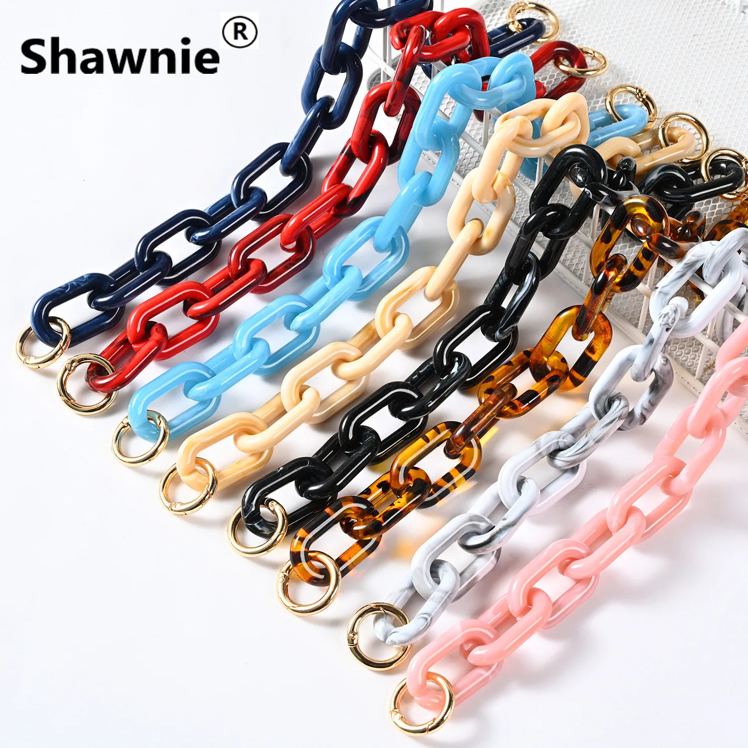 

New Trendy Acrylic Purse Strap 12.8in(32.5cm) With Snap Hooks Diy Handbag Accessories Resin Chain For Purse Handle Frame Parts