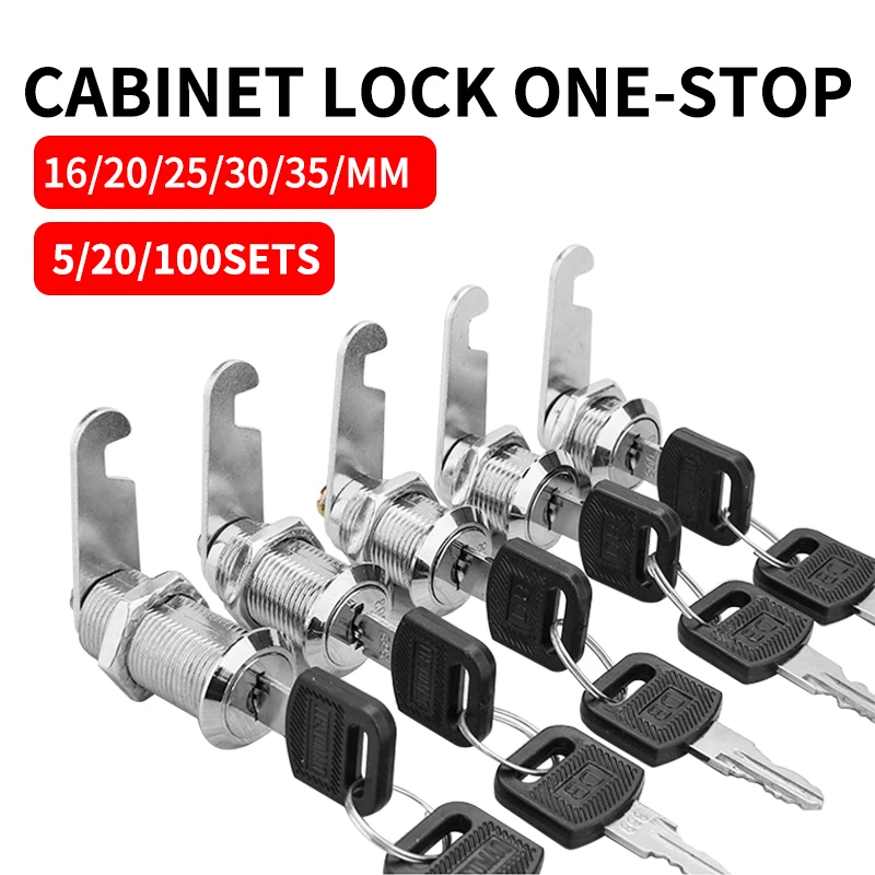 

5/20SETS Security Lock Metal Cylinder Cabinet Locker Cam Lock With Keys Security Mailbox Lock Drawer 16mm/20MM/25MM/30MM