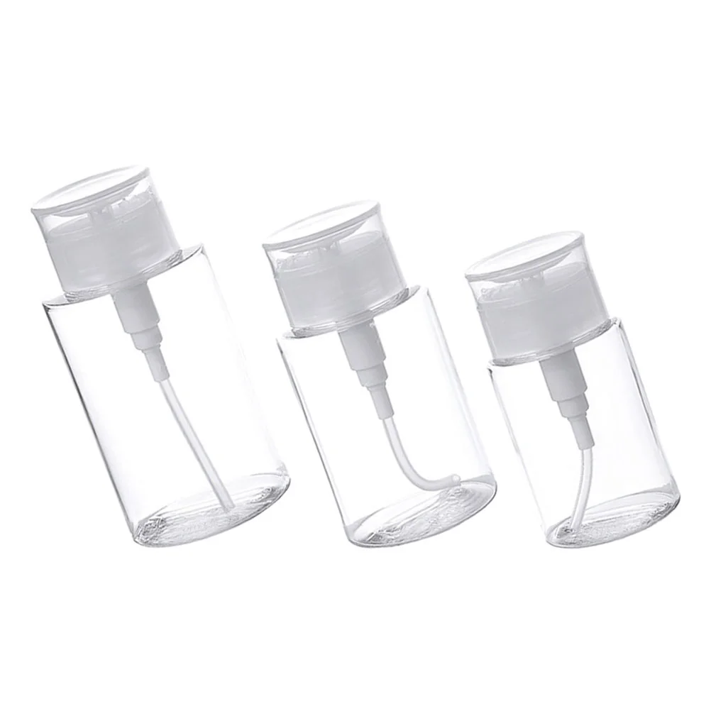 

3 Pcs Bottled Clear Water Empty Travel Sub Shampoo Skincare Nail Remover Pump Plastic