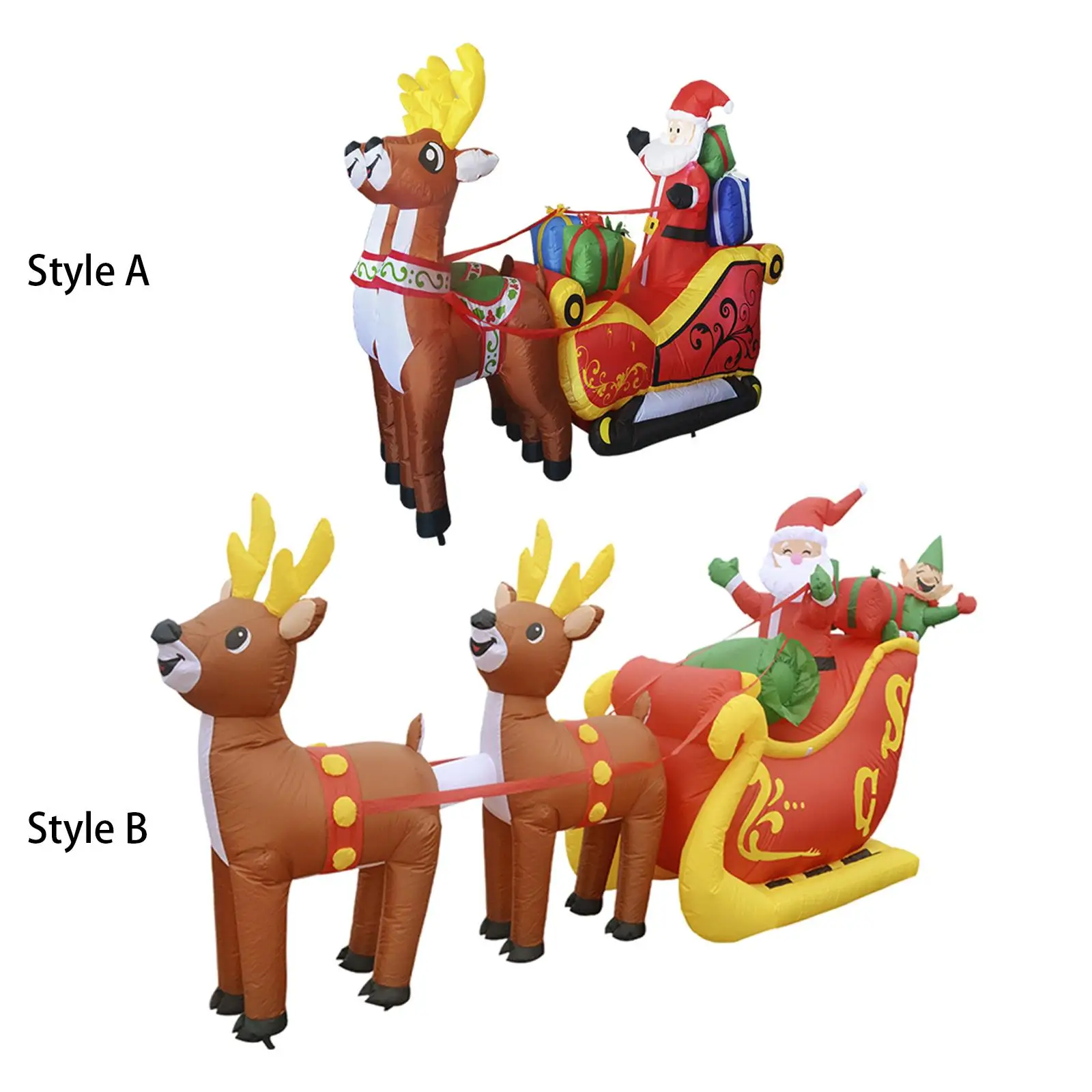 Christmas Inflatable Giant Inflatable Santa Claus on Sleigh and 2 Reindeers for Indoor Outdoor Patio Yard Holiday Party Supplies