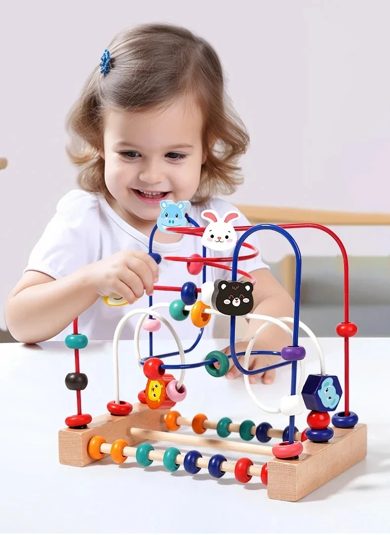 Wooden Bead Maze Toys for Toddler Bead Toy Colorful Roller Coaster Preschool Educational Learning Toys Birthday Gifts 1 2 3 Year