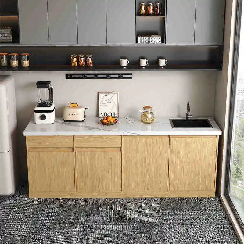 Office water bar counter integrated cabinet, commercial leisure against the wall, company pantry