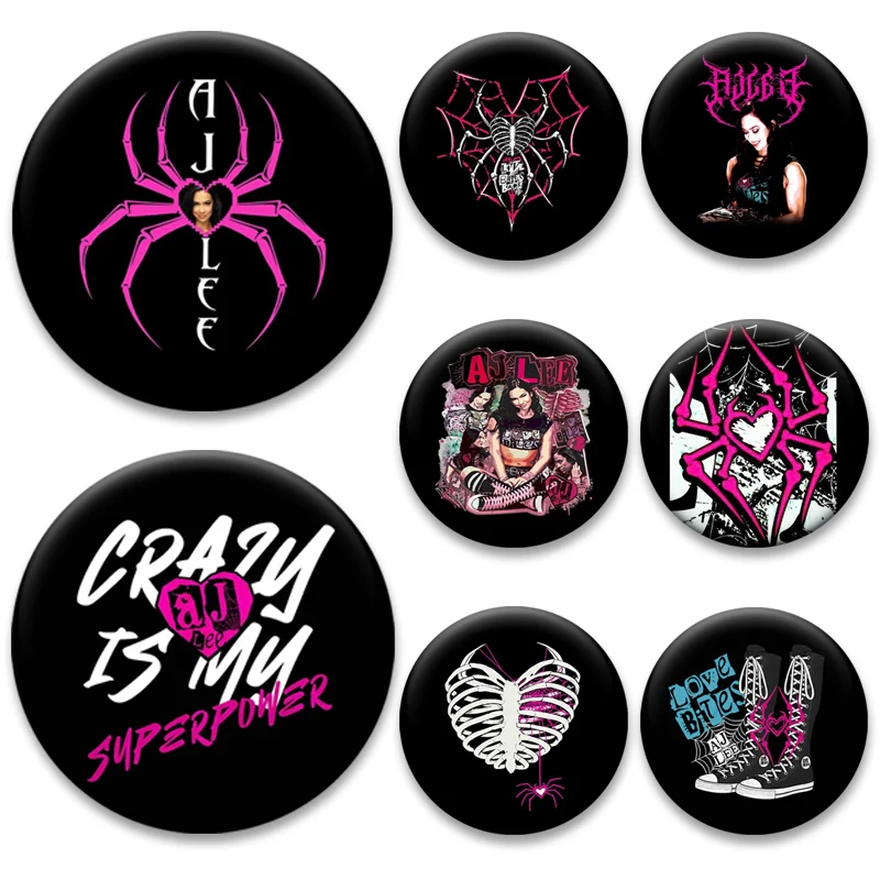 Aj Lee Round Badge Bag Decoration Snap in Design Brooches Handmade Exquisite Tinplate Pins for Backpack Accessories Jewelry Gift