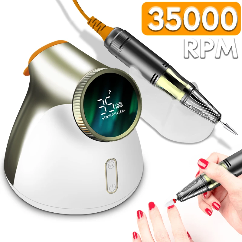 35000RPM Nail Drill Machine For Acrylic Gel Milling Cuting With Pause Mode Nail Sander Professional Nail Salon Machine Machine