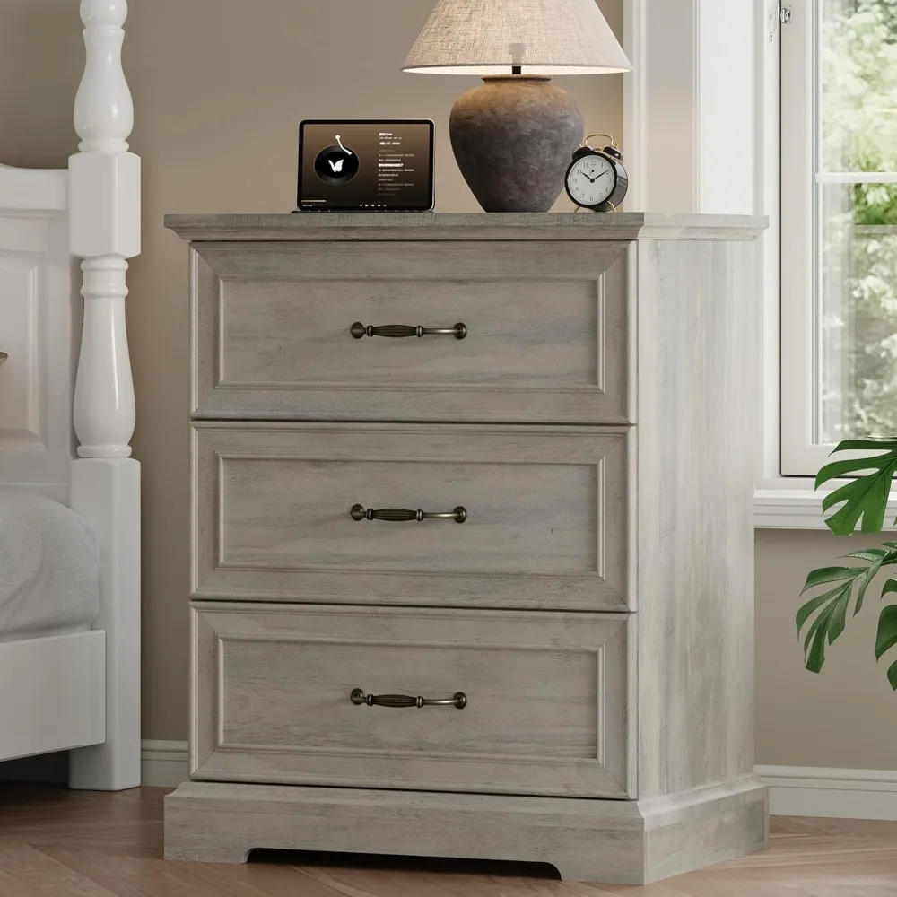

Farmhouse 3 Drawers Dresser for Bedroom, 24" Wide Modern Chest of Drawers with Deep Drawers & Bar Handles, Rustic, Customized