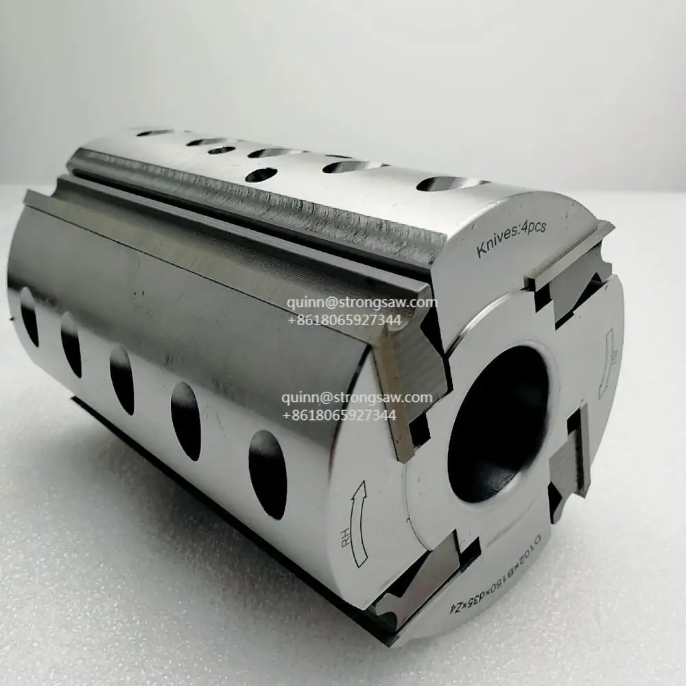 125mm Dia 30mm 35mm 40mm Hole Aluminum Body 4-Wing HSS Knives Shaper Cutterhead Spiral Planer Four Side Moulder Cutter Head