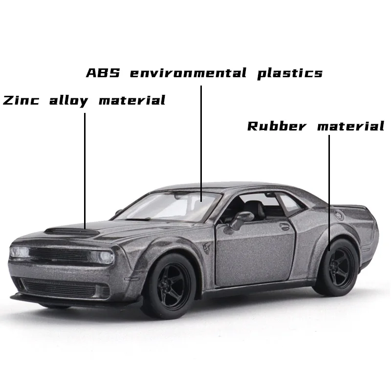 Dodge Challenger SRT Demon Supercar Simulation Diecasts & Toy Vehicles Pull Back & Doors Open RMZ city 1:36 Alloy Car Model