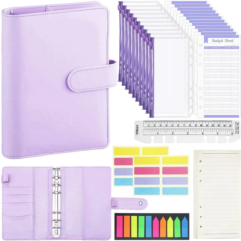 Orçamento Binder com dinheiro Envelopes, Money Organizer para dinheiro, A6