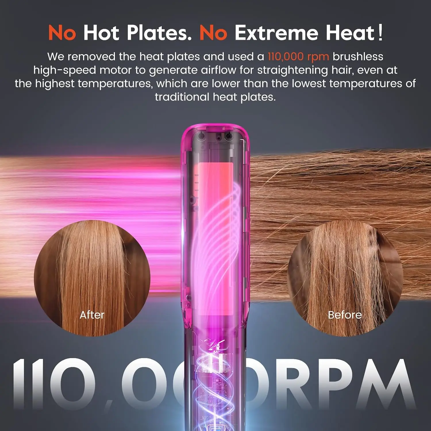 2-in-1 Hair Straightener & Blow Dryer, Professional Flat Iron with High-Speed Airflow Technology for Straight and Smooth Hair