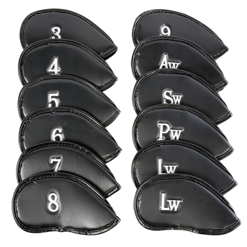 

YD61 12Pcs PU Leathers Golfs Iron Head Cover Golfs Club Headcover Waterproof Golfs Club Head Cover Fit Most Brands Golfs Iron