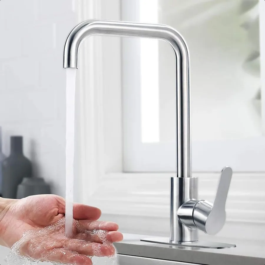 

360 ° Поворотный кухонный смеситель для горячей и холодной воды, антикапельный керамический смеситель для кухни и ванной комнаты, хромированный смеситель для раковины