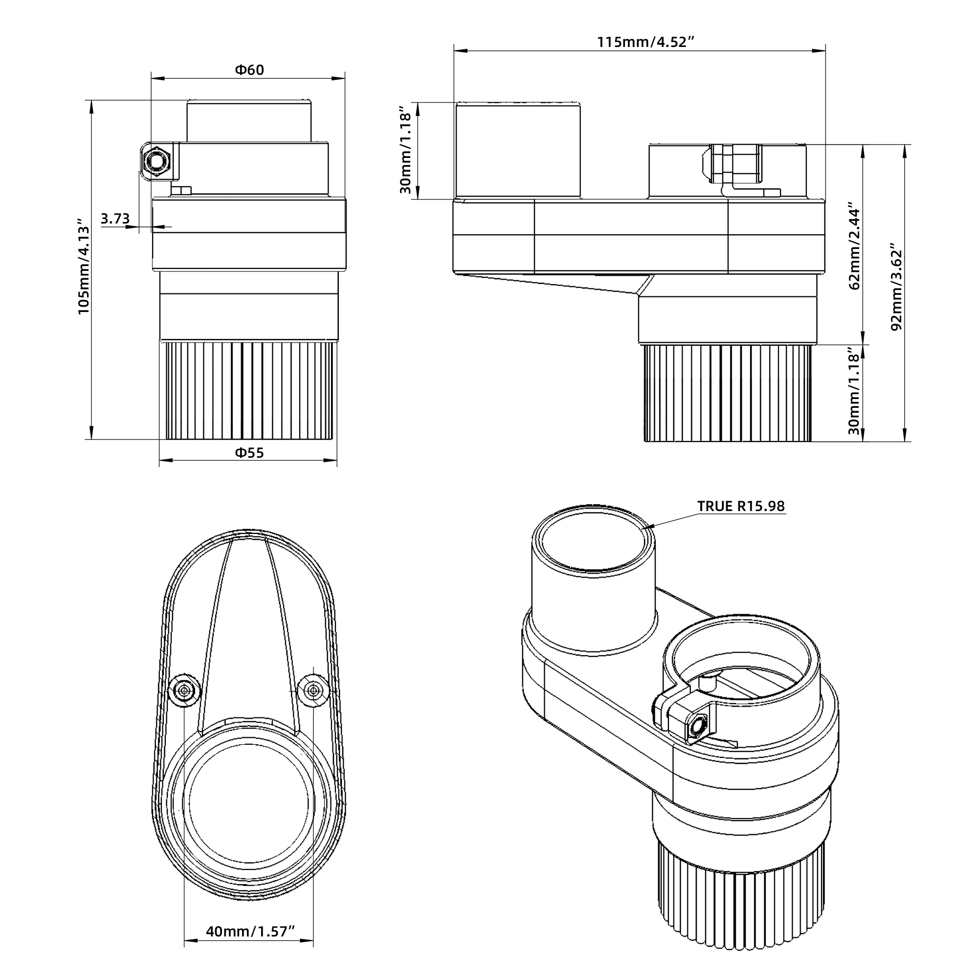 FoxAlien-cepillo de zapatos antipolvo CNC para motores de 42MM y 775 husillos, dispositivo adicional de fresadora para grabador CNC 3018, Masuter