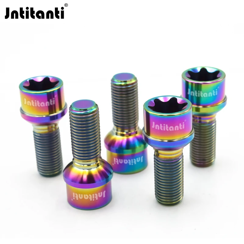 Jntitanti never rust racing ball seat Gr.5 titanium hub bolt Torx head wheel bolt M14*1.5*28-45mm for VW AUDI racing