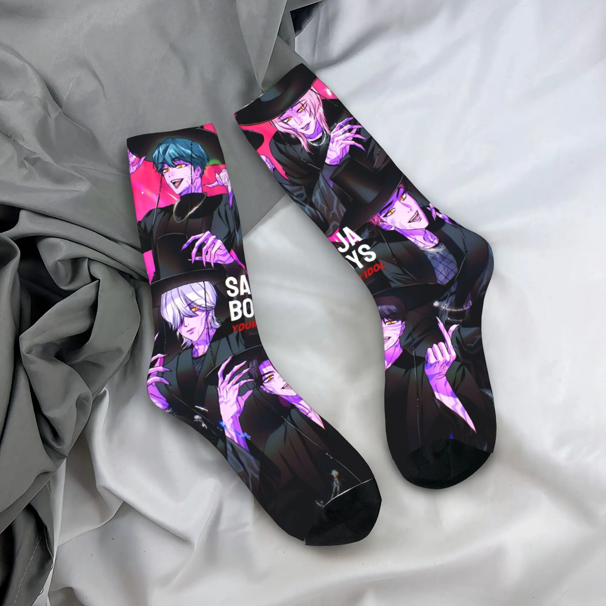 Носки в стиле аниме KPop, охотники на демонов, манга, мужские и женские забавные носки из полиэстера, новинка, весна, лето, осень, зима, средние носки-трубы, подарок