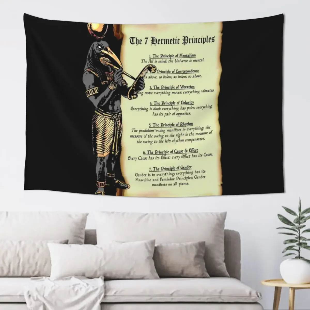 Thoth and The 7 Hermetic Principles - Egyptian and Greek Philosophy from The Kybalion Tapestry Wallpapers Home Decor Tapestry