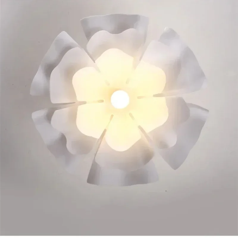Modern White Flower Chandelier Living Room Bedroom Hall Pendant Lamp Home Decoration Luminaires Interior Lighting Fixture