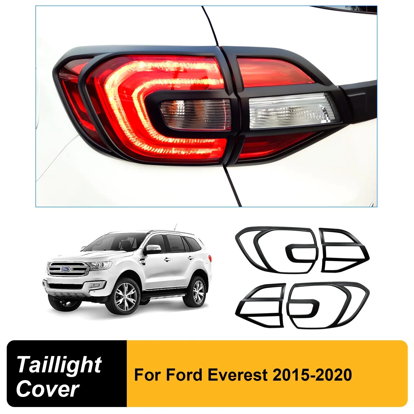 Matte Black Rear Tail Lights Cover Taillight Lamp Trim Guard For Ford Everest 2015 2016 2017 2018 2019 2020 2021